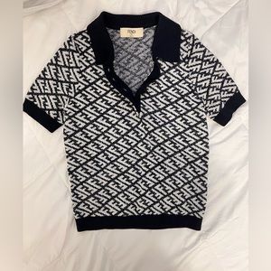 Fendi Dark Navy & White Teddy Top
